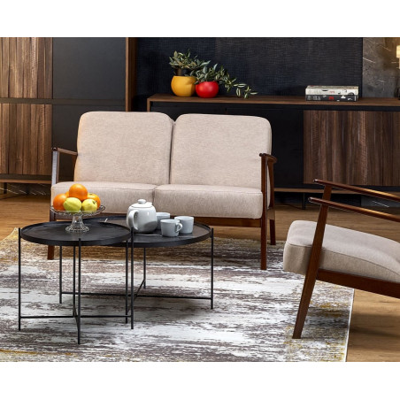 Sofa 2 osobowa prl / vintage Milano 120cm orzech / beż Castel 15 Halmar
