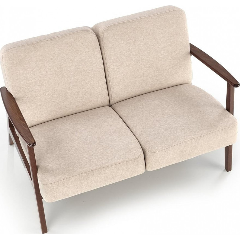 Sofa 2 osobowa prl / vintage Milano 120cm orzech / beż Castel 15 Halmar