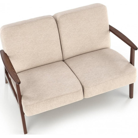 Sofa 2 osobowa prl / vintage Milano 120cm orzech / beż Castel 15 Halmar