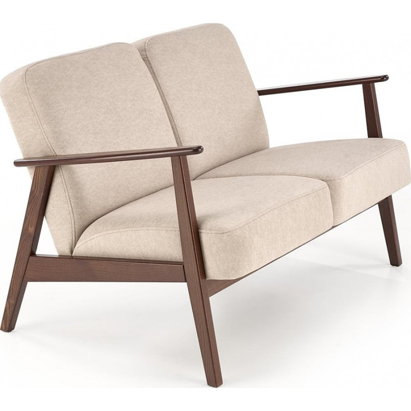 Sofa 2 osobowa prl / vintage Milano 120cm orzech / beż Castel 15 Halmar