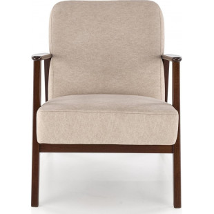 Fotel tapicerowany prl / vintage Milano orzech / beż Castel 15 Halmar