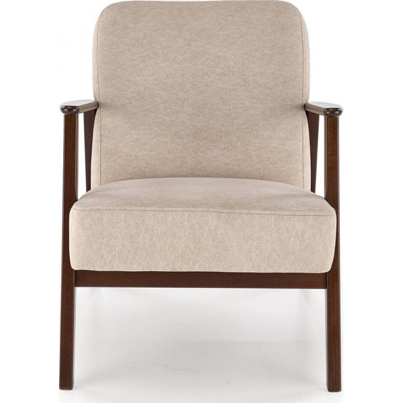 Fotel tapicerowany prl / vintage Milano orzech / beż Castel 15 Halmar