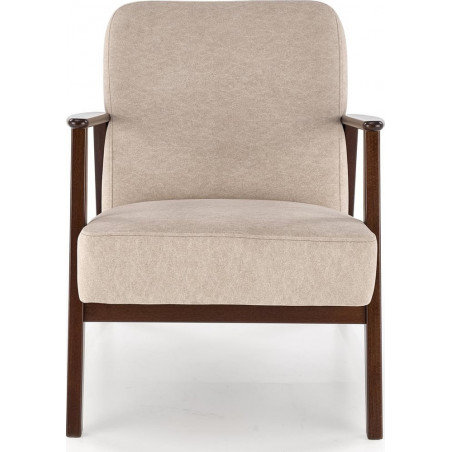 Fotel tapicerowany prl / vintage Milano orzech / beż Castel 15 Halmar