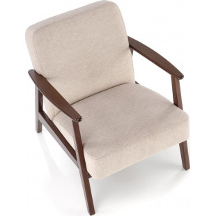Fotel tapicerowany prl / vintage Milano orzech / beż Castel 15 Halmar