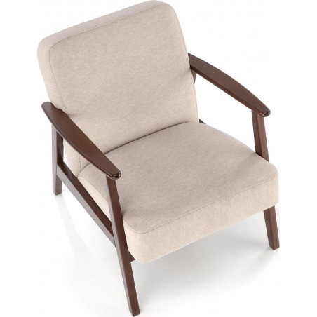 Fotel tapicerowany prl / vintage Milano orzech / beż Castel 15 Halmar