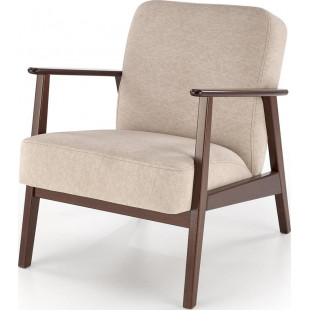 Fotel tapicerowany prl / vintage Milano orzech / beż Castel 15 Halmar