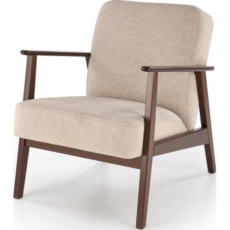 Fotel tapicerowany prl / vintage Milano orzech / beż Castel 15 Halmar