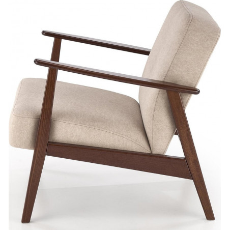 Fotel tapicerowany prl / vintage Milano orzech / beż Castel 15 Halmar