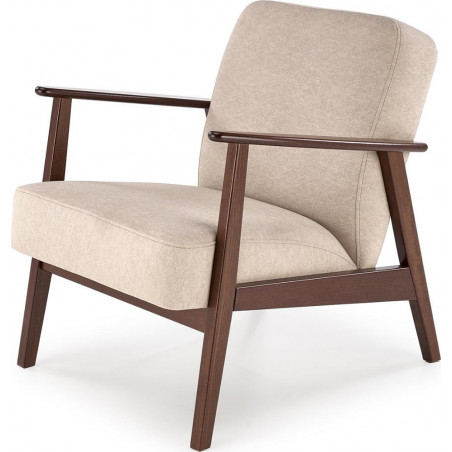 Fotel tapicerowany prl / vintage Milano orzech / beż Castel 15 Halmar
