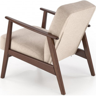 Fotel tapicerowany prl / vintage Milano orzech / beż Castel 15 Halmar