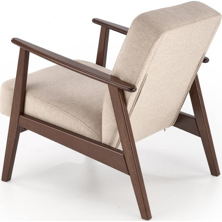 Fotel tapicerowany prl / vintage Milano orzech / beż Castel 15 Halmar