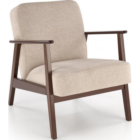 Fotel tapicerowany prl / vintage Milano orzech / beż Castel 15 Halmar