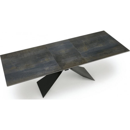 Stół rozkładany ceramiczny Luciano 180-230x90cm niebiesko-czarny marmur / czarny Halmar