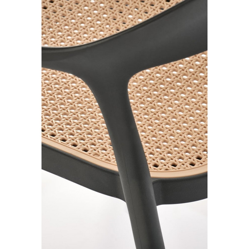 Krzesło z tworzywa boho K530 czarny / naturalny Halmar