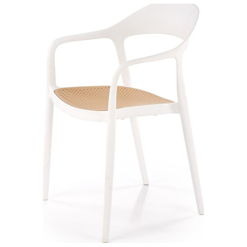 Krzesło z tworzywa boho K530 biały / naturalny Halmar