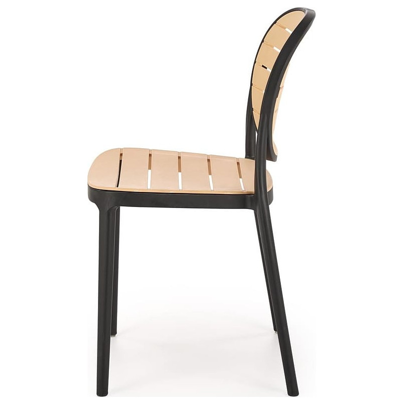 Krzesło z tworzywa boho K529 czarny / naturalny Halmar