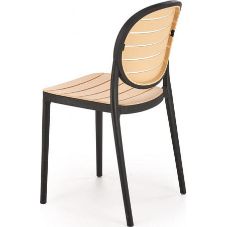 Krzesło z tworzywa boho K529 czarny / naturalny Halmar