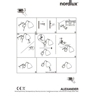 Kinkiet na wysięgniku z włącznikiem Alexander Czarny marki Nordlux