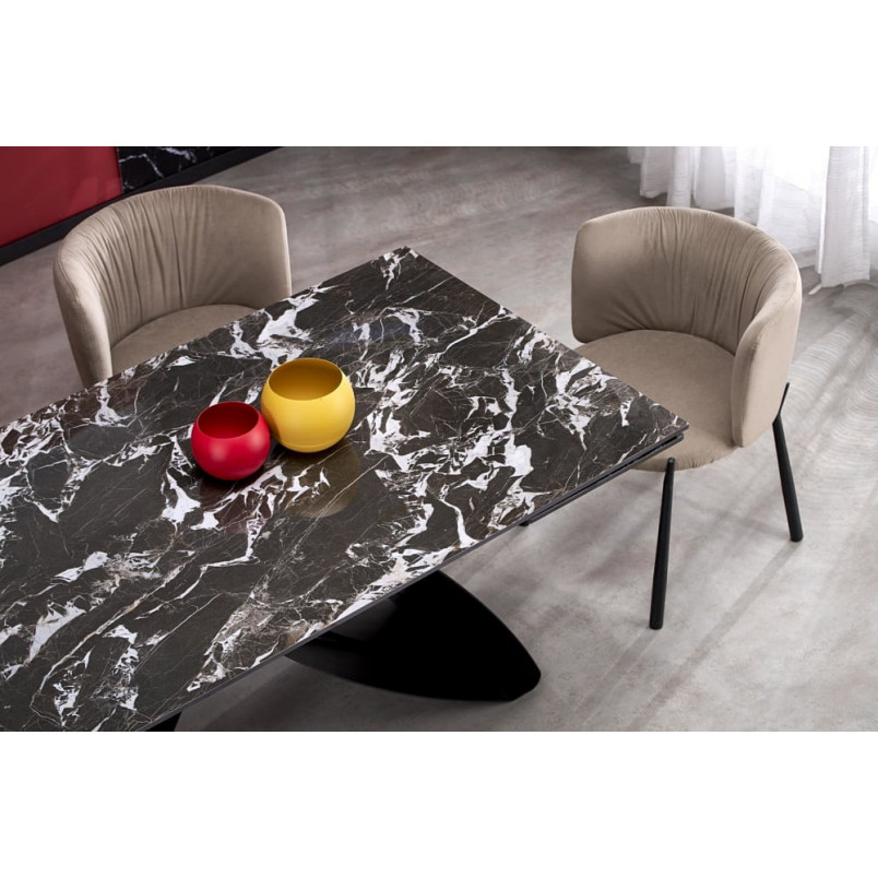 Stół rozkładany Hilario 180-260x90cm czarny marmur / czarny Halmar