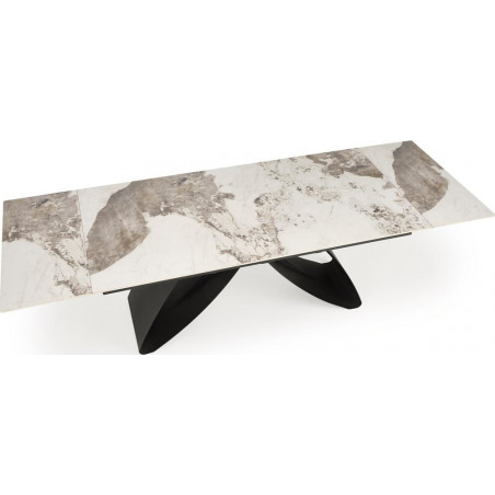 Stół rozkładany Hilario 180-260x90cm biały marmur / czarny Halmar