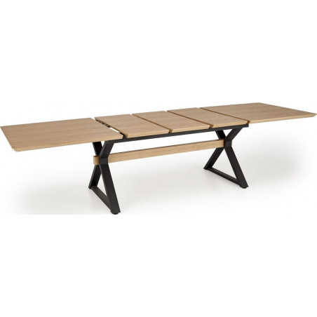 Stół rozkładany fornirowany Henry 180-300x100cm naturalny / czarny Halmar