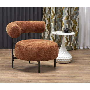 Fotel tapicerowany z okrągłym siedziskiem Hazard cynamonowy Halmar