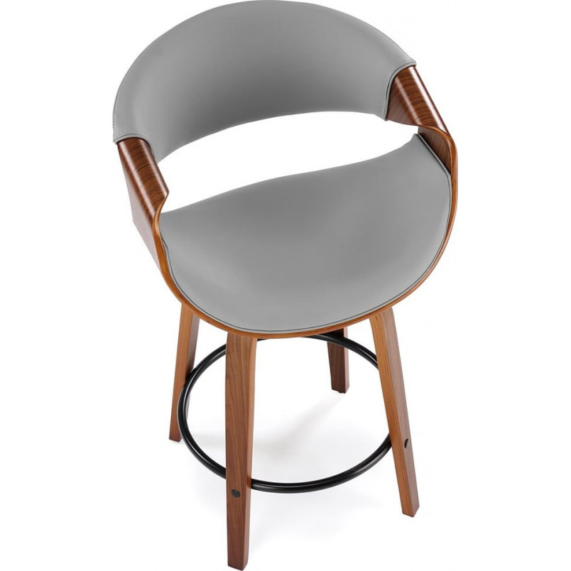 Krzesło barowe drewniane z ekoskóry H123 popiel / orzech Halmar