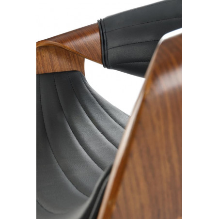 Krzesło barowe drewniane z ekoskóry H123 czarny / orzech Halmar