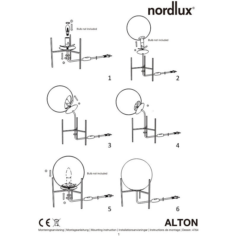 Lampa stołowa szklana kula Alton 20 Czarna marki Nordlux