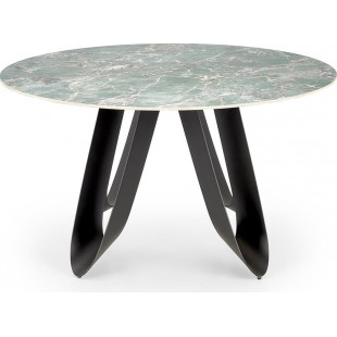 Stół okrągły Giovani 135cm zielony marmur / czarny Halmar