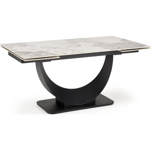 Stół rozkładany na jednej nodze Fernando 160-240x92cm biały marmur / czarny Halmar
