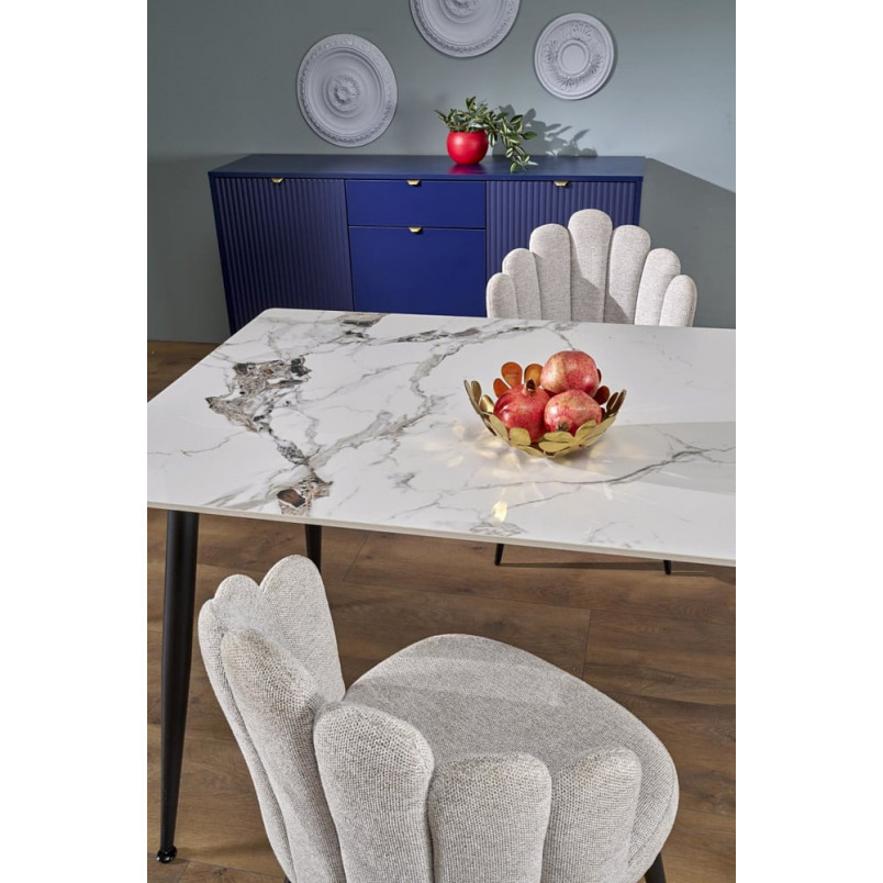 Stół glamour Emilio 120x70cm biały marmur / czarny Halmar
