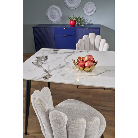 Stół glamour Emilio 120x70cm biały marmur / czarny Halmar