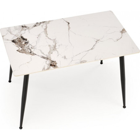 Stół glamour Emilio 120x70cm biały marmur / czarny Halmar