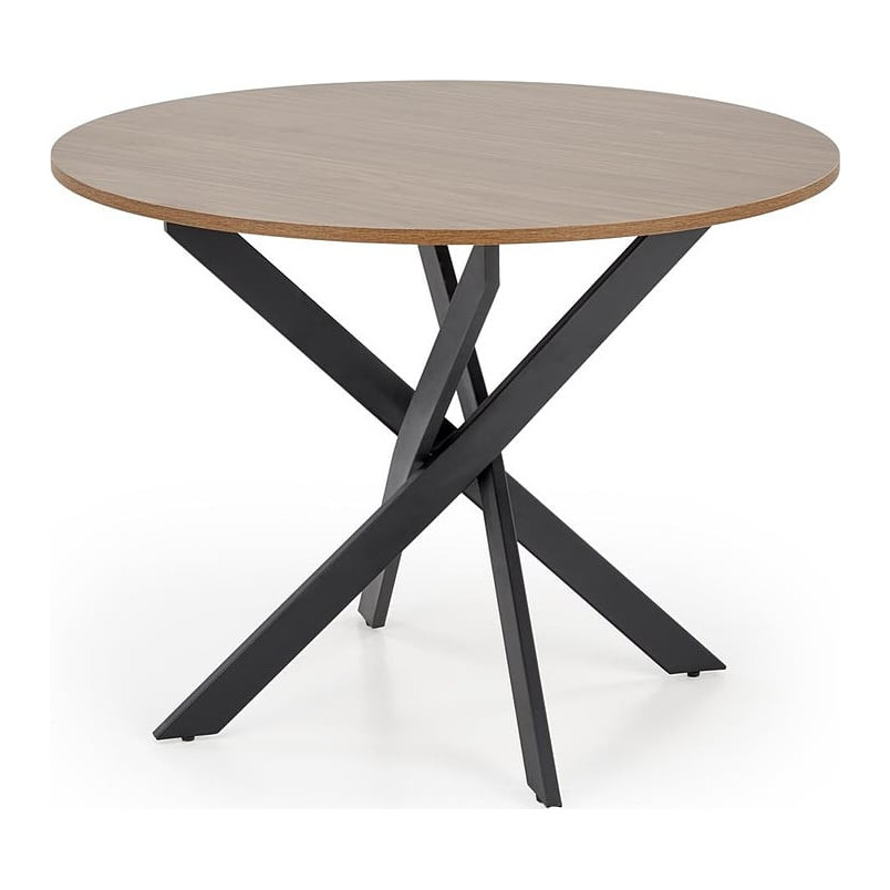 Stół okrągły Edgar 100cm orzech / czarny Halmar