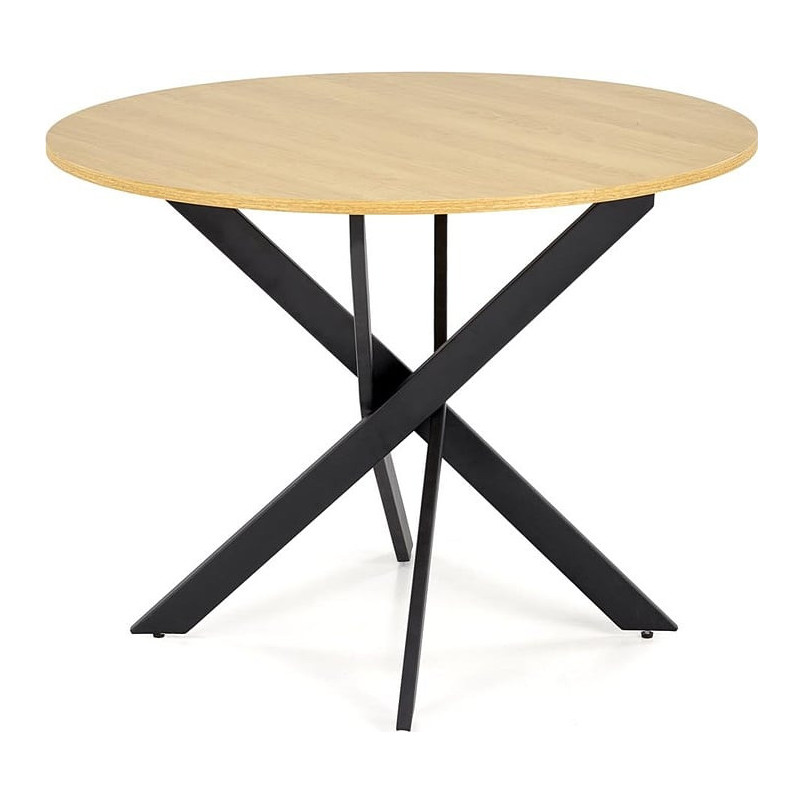 Stół okrągły loft Edgar 100cm dąb złoty / czarny Halmar