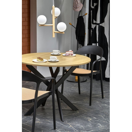 Stół okrągły loft Edgar 100cm dąb złoty / czarny Halmar