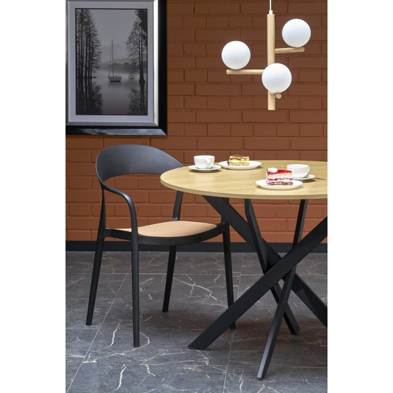Stół okrągły loft Edgar 100cm dąb złoty / czarny Halmar