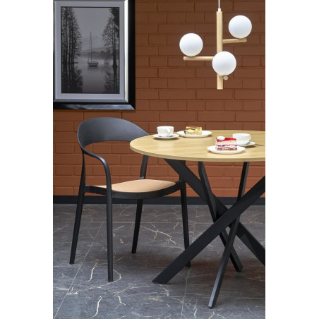 Stół okrągły loft Edgar 100cm dąb złoty / czarny Halmar