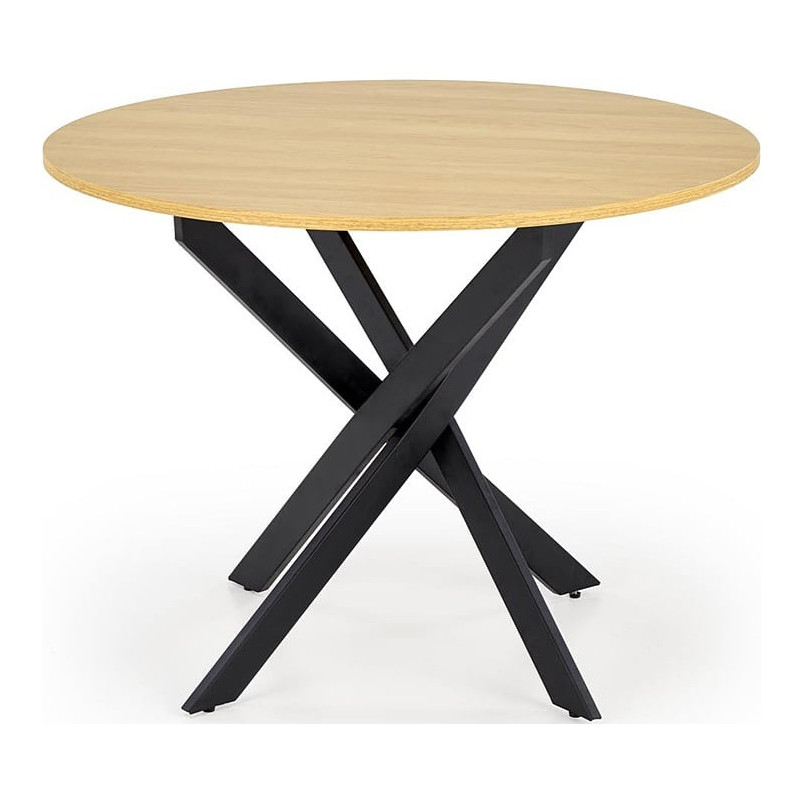 Stół okrągły loft Edgar 100cm dąb złoty / czarny Halmar