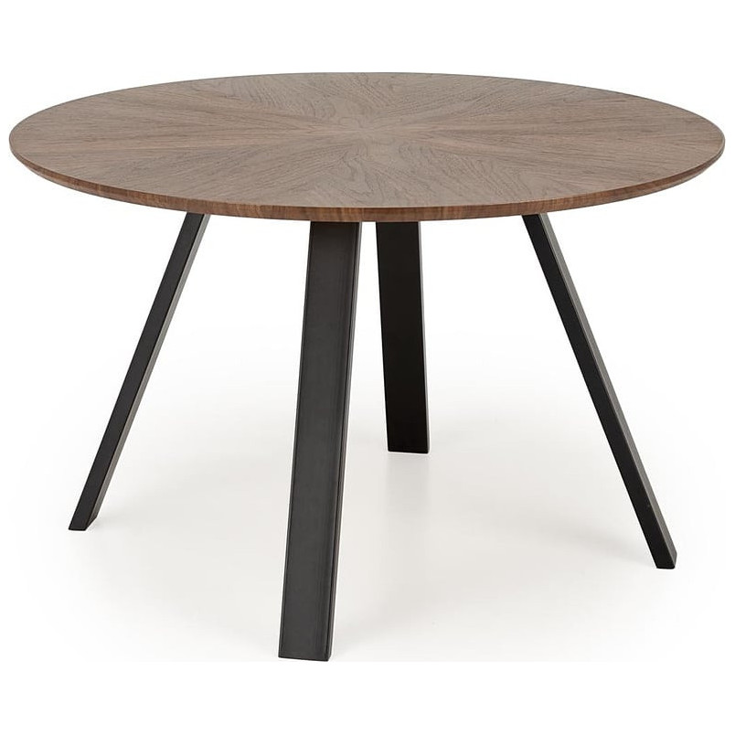 Stół okrągły fornirowany Danilo 120cm orzech / czarny Halmar