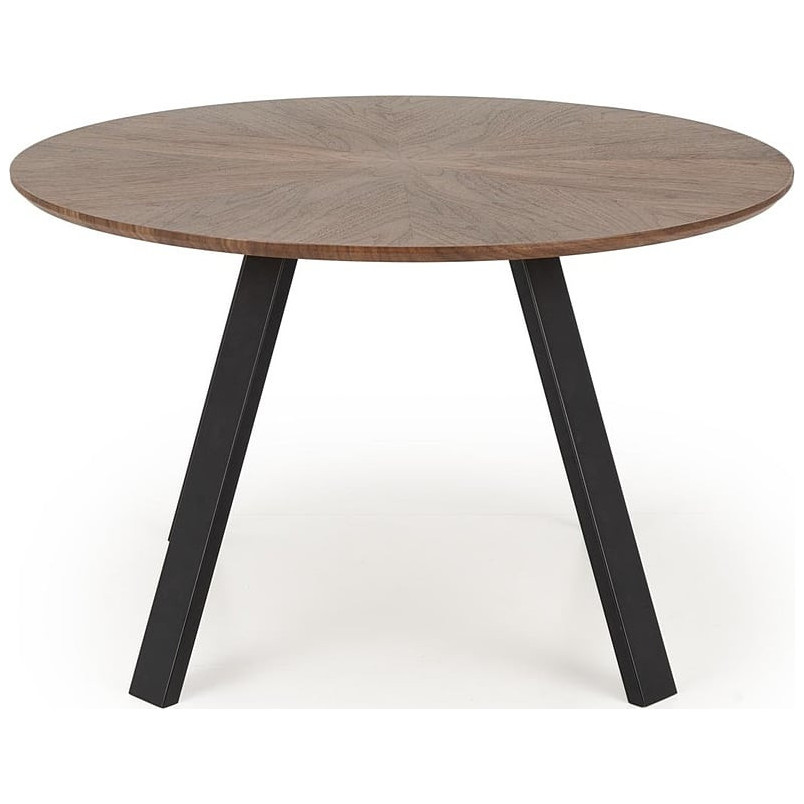 Stół okrągły fornirowany Danilo 120cm orzech / czarny Halmar