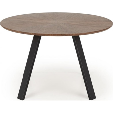 Stół okrągły fornirowany Danilo 120cm orzech / czarny Halmar