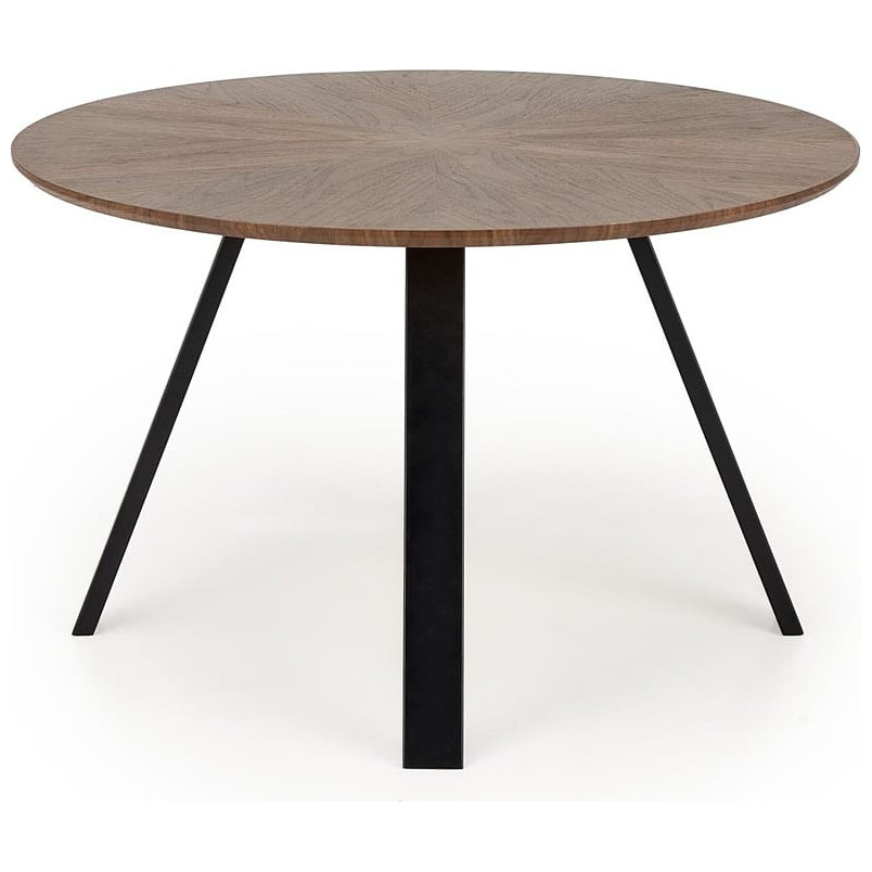 Stół okrągły fornirowany Danilo 120cm orzech / czarny Halmar
