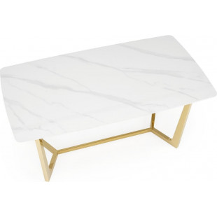 Stół glamour na złotej podstawie Clemente 160x90cm biały marmur Halmar