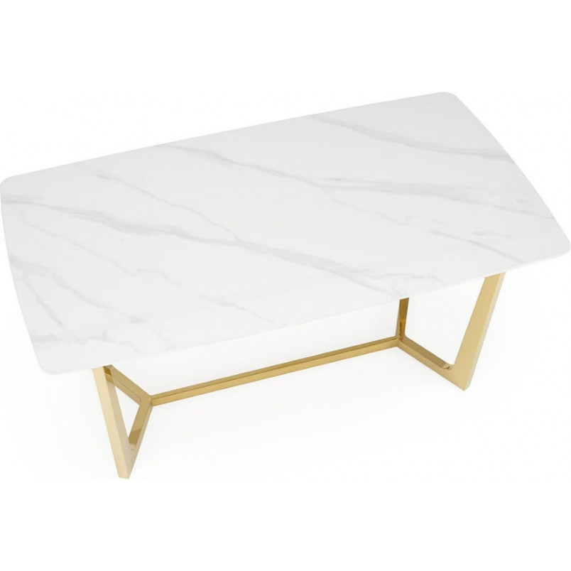 Stół glamour na złotej podstawie Clemente 160x90cm biały marmur Halmar