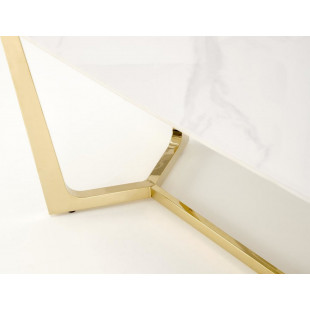 Stół glamour na złotej podstawie Clemente 160x90cm biały marmur Halmar