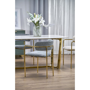Stół glamour na złotej podstawie Clemente 160x90cm biały marmur Halmar