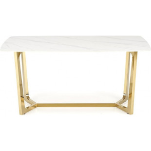 Stół glamour na złotej podstawie Clemente 160x90cm biały marmur Halmar