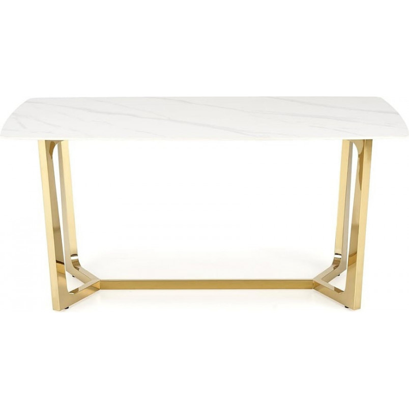 Stół glamour na złotej podstawie Clemente 160x90cm biały marmur Halmar